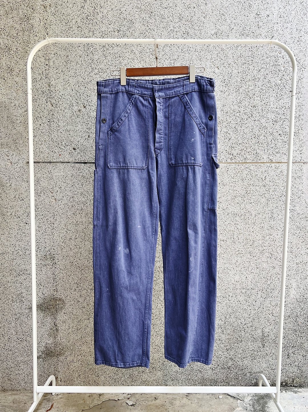 瑞士工作裤 / 蓝紫色神秘艺术家 中高腰 软料棉布 古着长裤 - 女装长裤 - 棉．麻 紫色