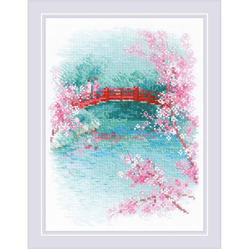 1745 - RIOLIS 十字绣材料包 - 樱花 桥 - 编织/刺绣/羊毛毡/裁缝 - 其他材质 