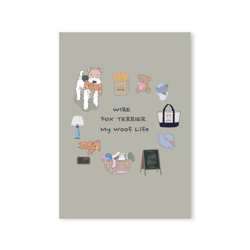 Wirefoxterrier 刚毛猎狐梗 明信片-MY WOOF LIFE - 卡片/明信片 - 纸 绿色