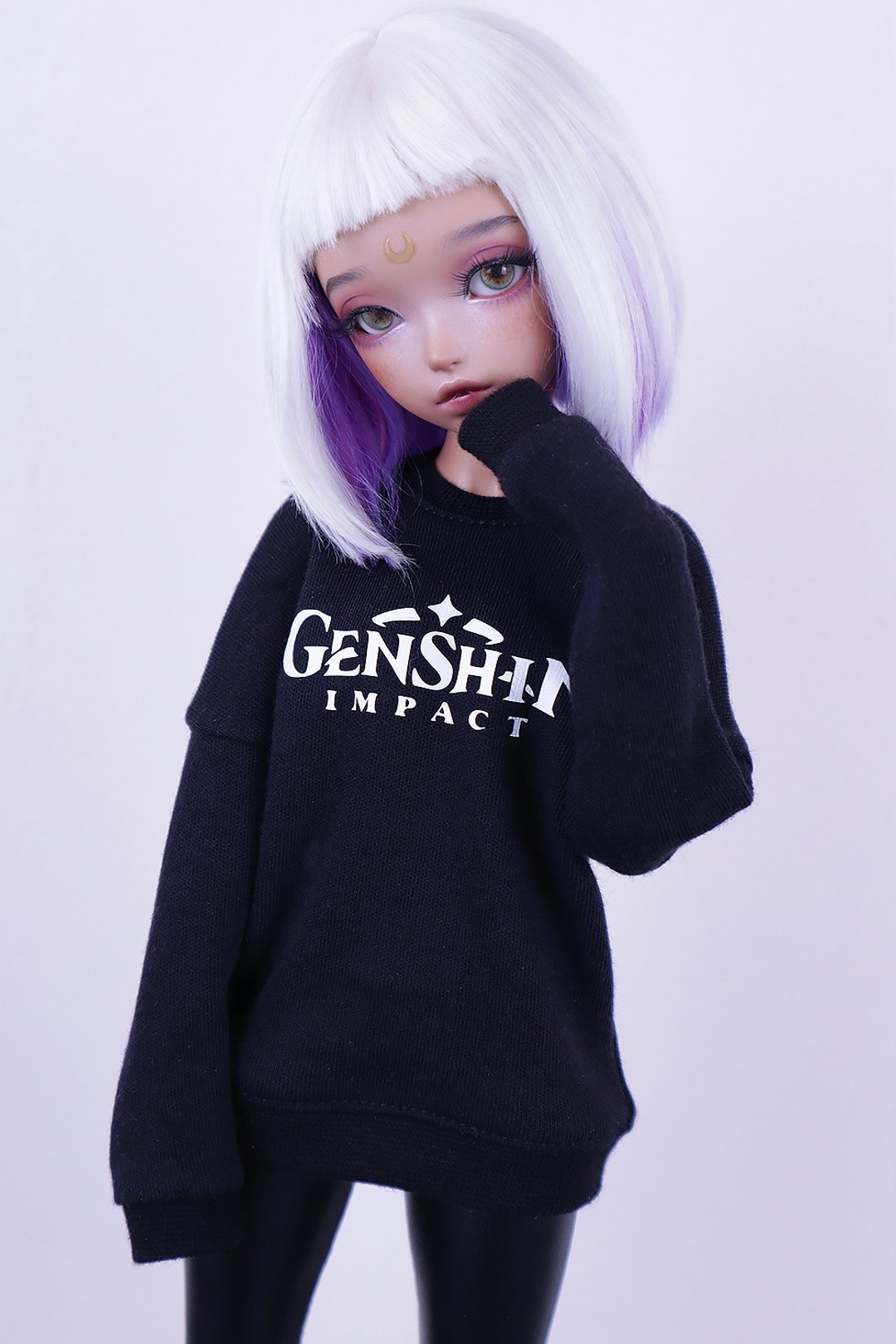 BJD MiniFee 和 Feeple60 的黑色短款运动衫Genshin。 - 女装针织衫/毛衣 - 其他材质 黑色