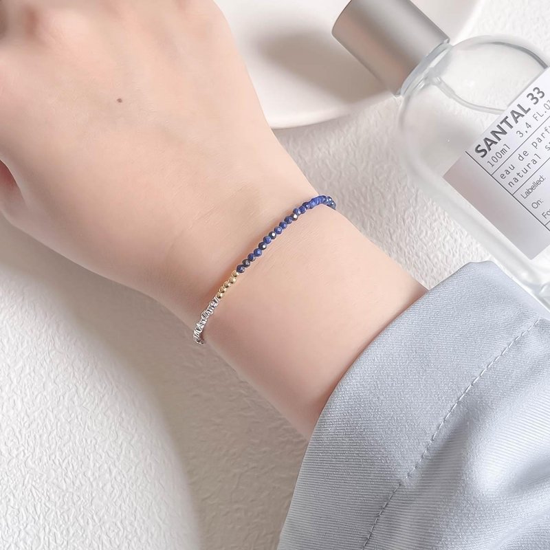 青金石925纯银小碎银手链 - 手链/手环 - 水晶 蓝色