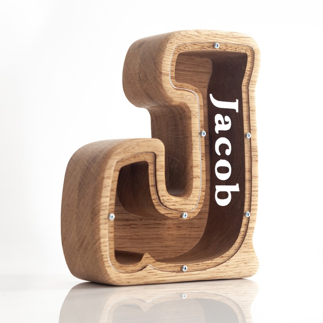 Letter piggy bank boys girls baby, Wooden personalized Christmas Customized gift - 储蓄罐 - 木头 