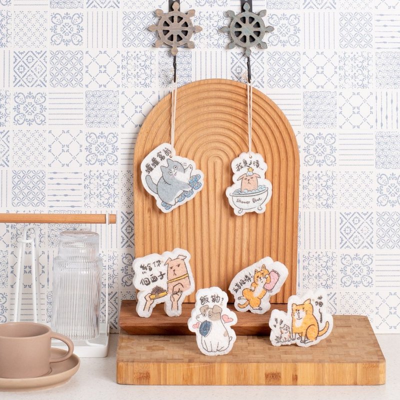 厌世语录天然木浆洗碗棉组/ 一组6款 - 碗盘清洁 - 其他材质 白色