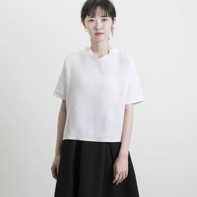 Thinking_寻思华夫格上衣_9SF002_白 - 女装上衣 - 棉．麻 白色