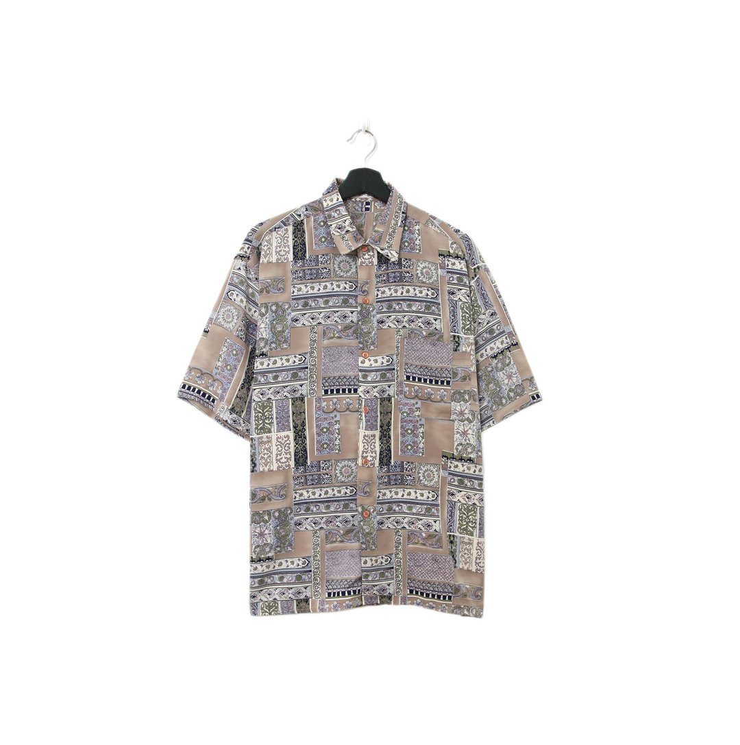 Back to Green-丝滑花衬衫 排列雕花 sw-05/vintage shirts - 男装衬衫 - 聚酯纤维 