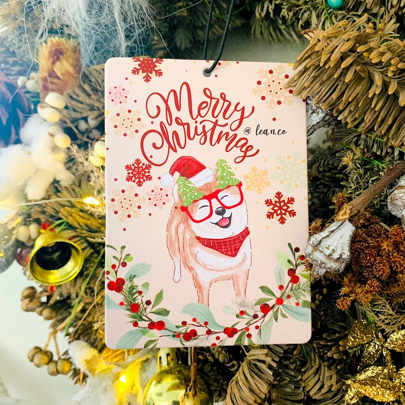 【Paradise 天堂秘境】圣诞节柴犬与猫 车用家居多用途香水吊卡 - 香薰/精油/线香 - 纸 