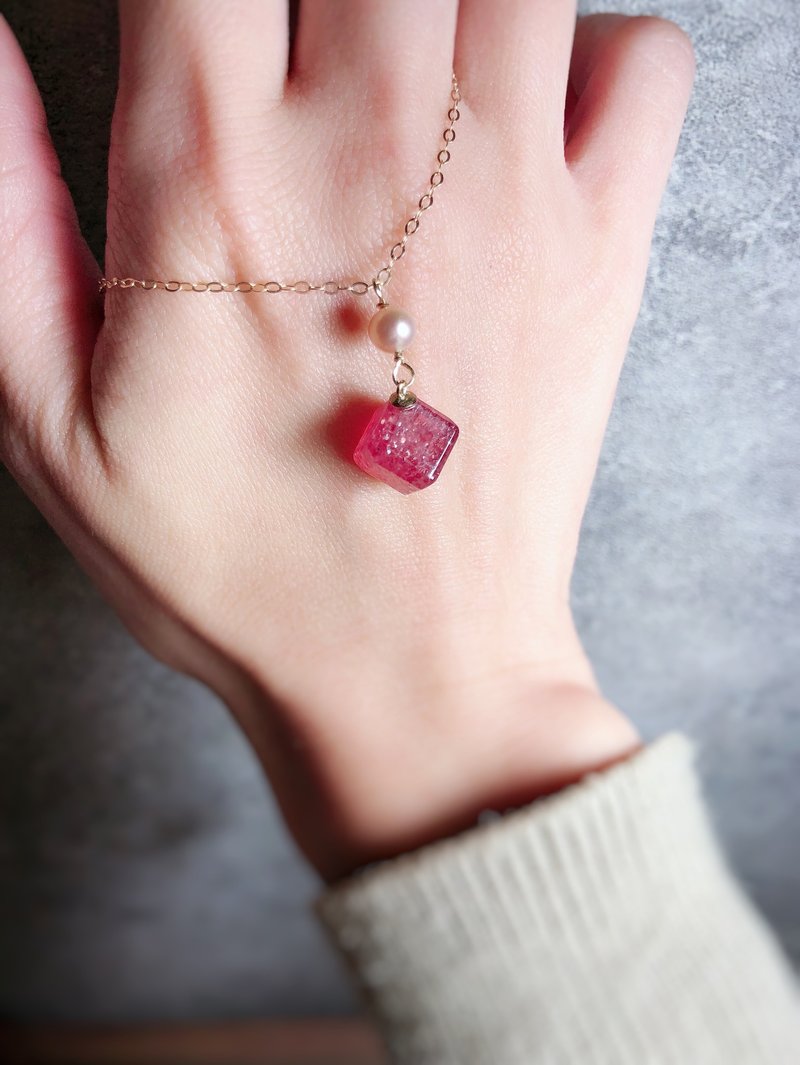 草莓晶方糖 14kgf项链 - 项链 - 水晶 