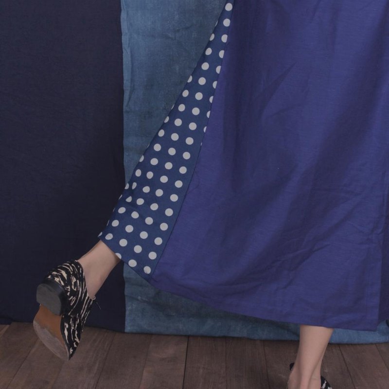 fete不规则波点绀桔梗色半身裙 原创自制牛仔圆点拼接{chapter 4} - 裙子 - 棉．麻 蓝色
