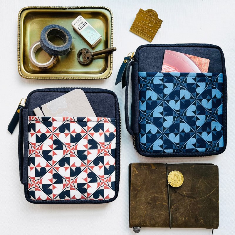 探索 花砖文具收纳袋 - 铅笔盒/笔袋 - 聚酯纤维 蓝色