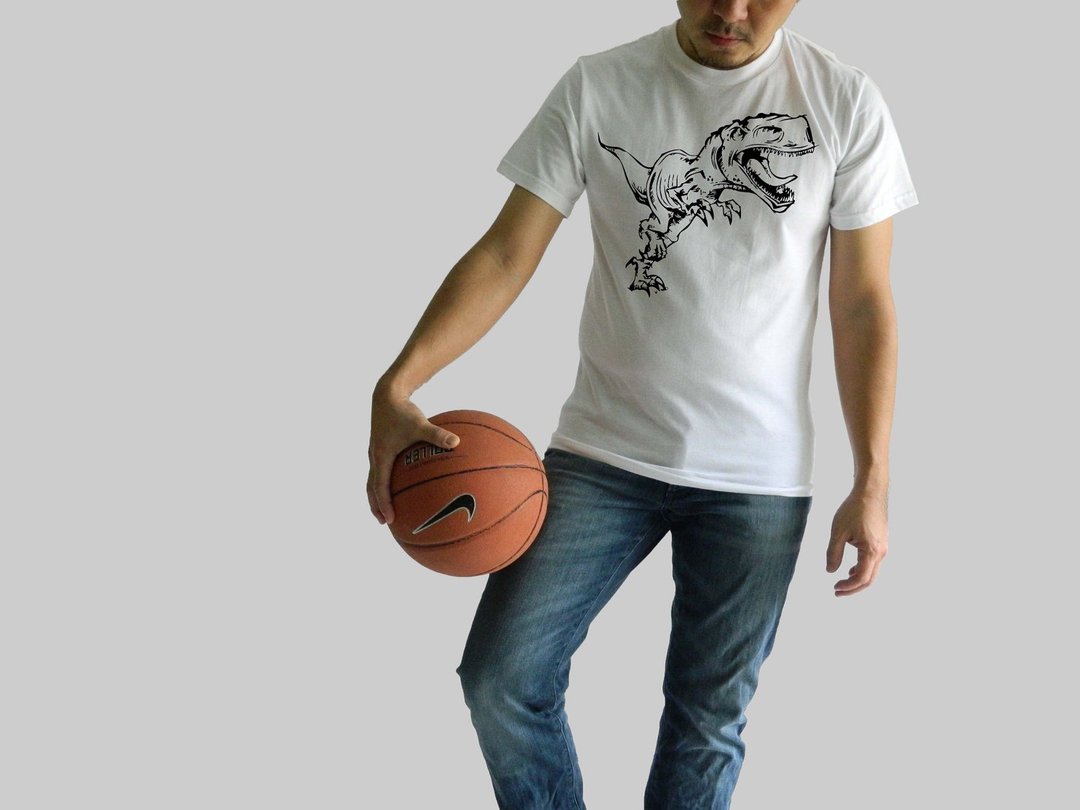 T Rex Dinosaur Men Ladies White T-shirt Screen Print Illustration Animal Design - 中性连帽卫衣/T 恤 - 棉 多色