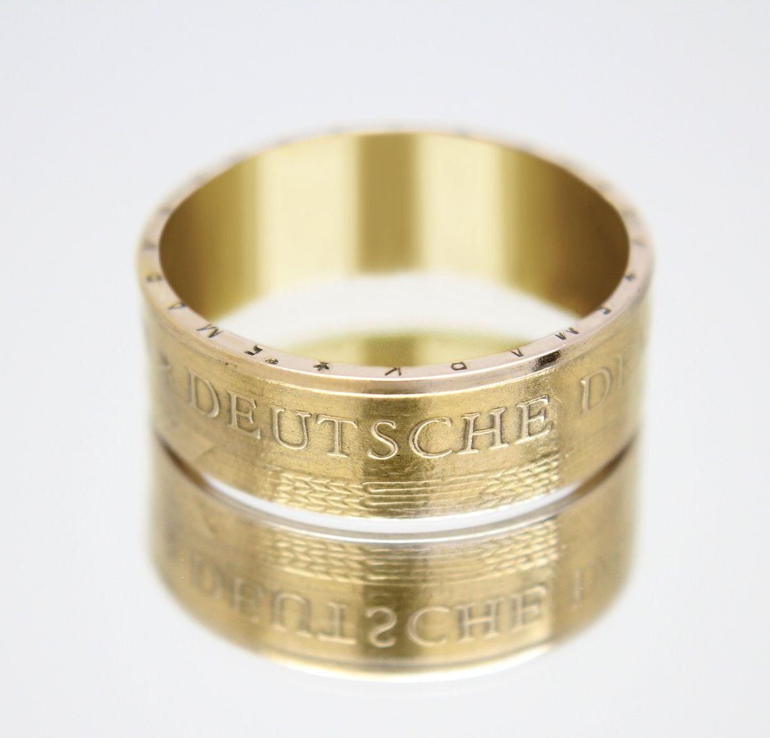 Gold Coin Ring Germany Coin Ring 5 mark 1969 18k gold plated ring coin gift - 戒指 - 其他金属 