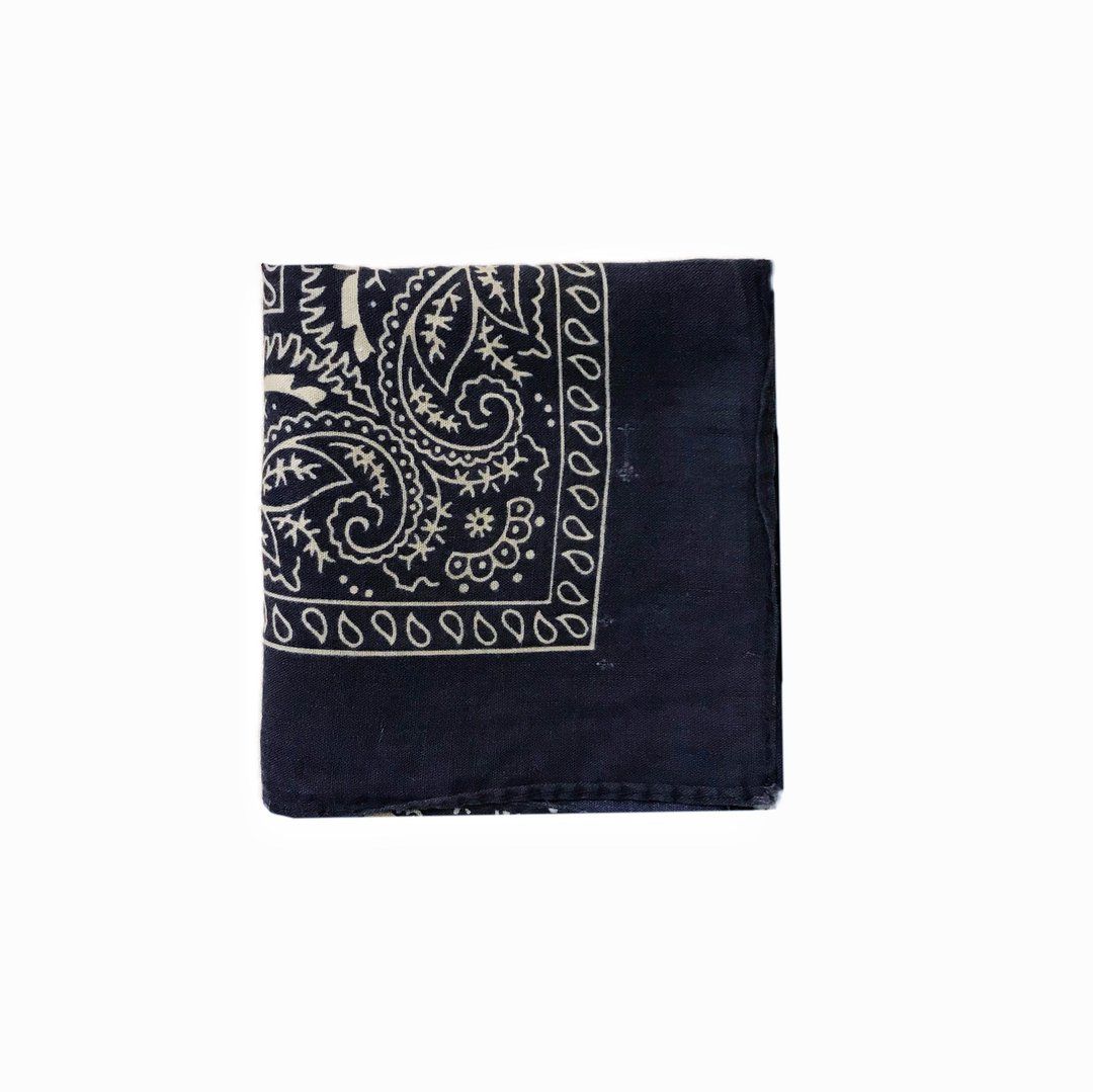 Blue Paisleys Bandana 蓝色变形虫拔染方巾 - 手帕/方巾 - 棉．麻 蓝色