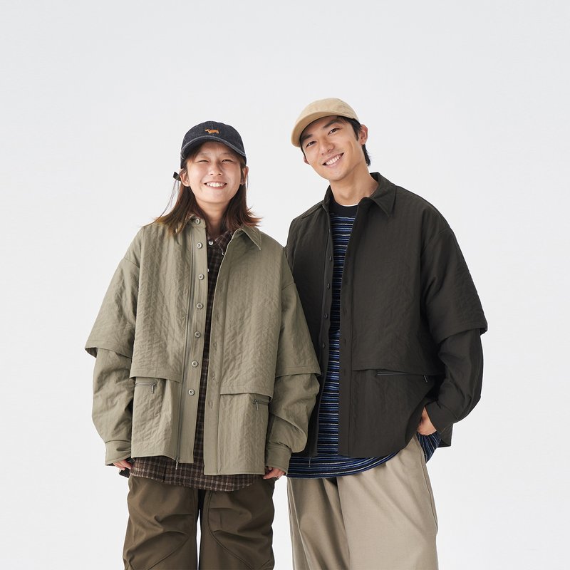 TopBasics 双口袋肌理纹夹克外套 - 男装外套 - 聚酯纤维 卡其色