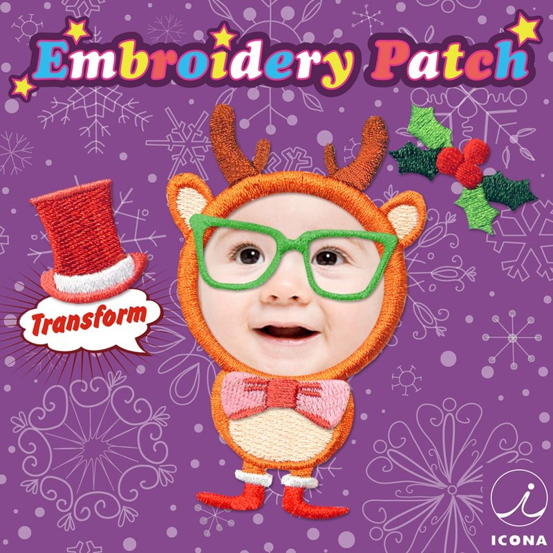 【变身绣布贴系列】圣诞麋鹿款 - 贴纸 - 绣线 