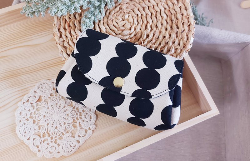 手作 日本布 风琴三层包/收纳包/钱包/三层零钱包/多层零钱包 - 皮夹/钱包 - 棉．麻 黑色