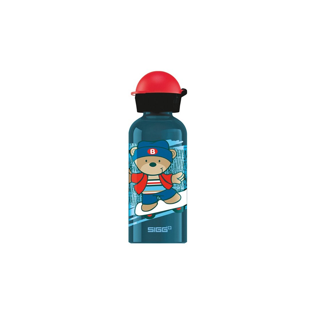 瑞士百年SIGG儿童冷水壶/防漏水壶 400ml - 滑板熊 - 水瓶/水壶 - 其他金属 多色