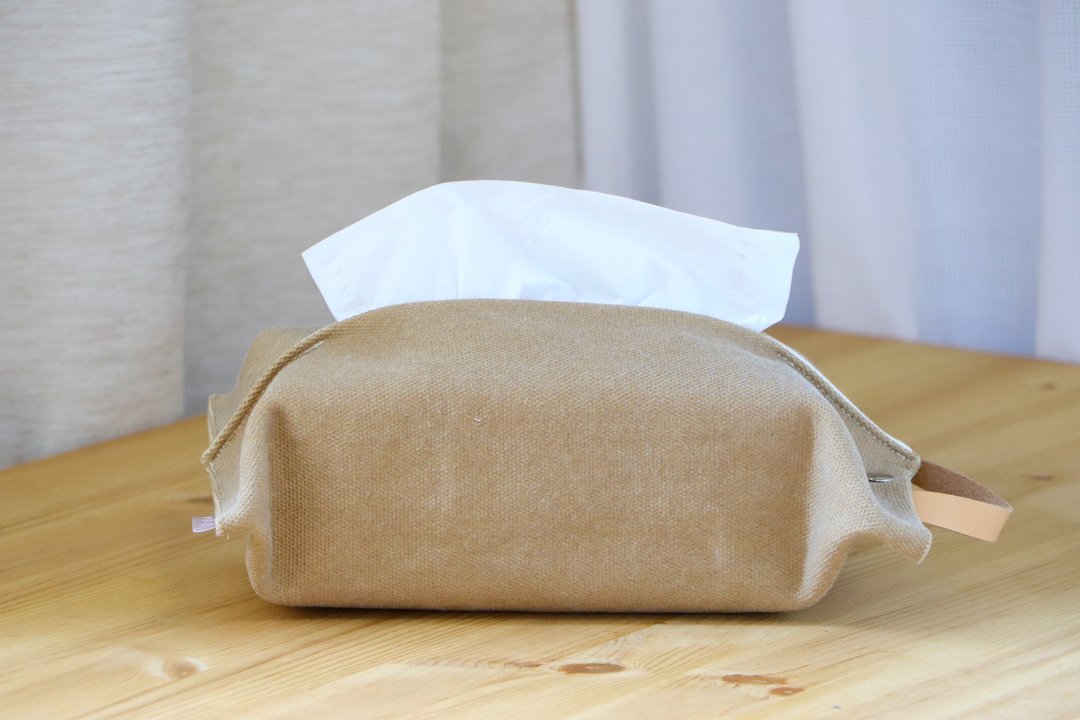 卫生纸套|家用|车用|露营|沙色帆布|可拆式皮革挂绳 - 纸巾盒 - 棉 多色