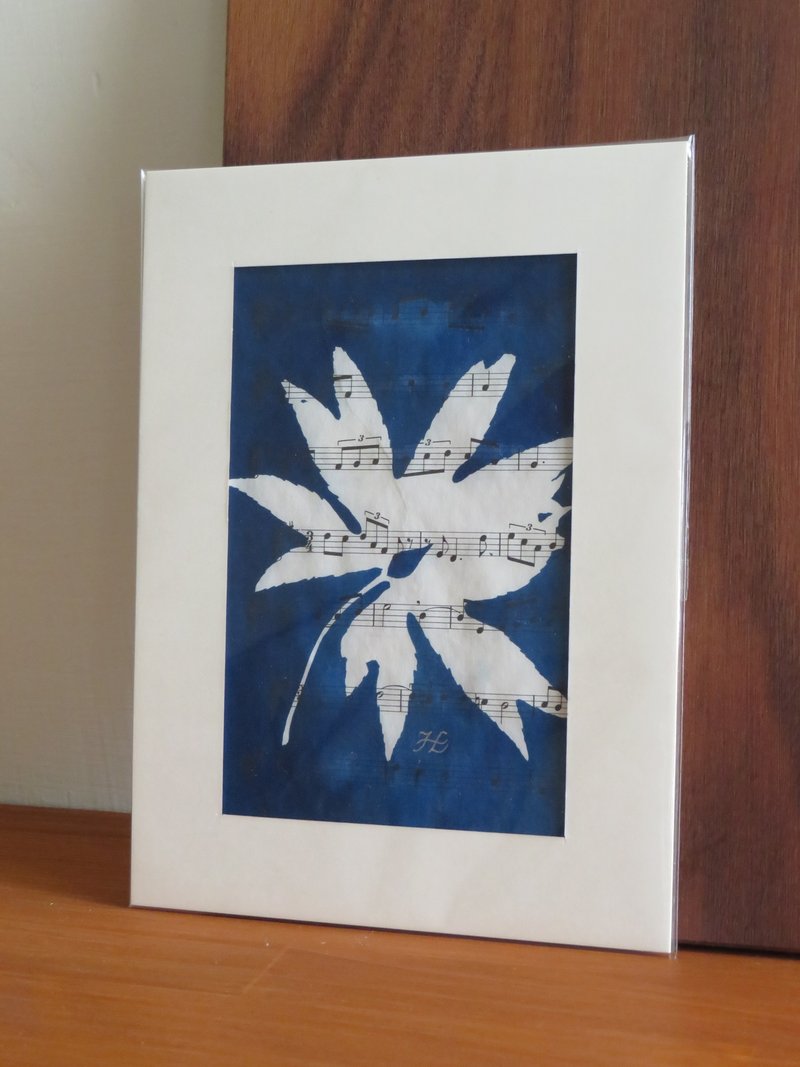 植物剪影。手作蓝晒框画 - 墙贴/壁贴 - 纸 蓝色