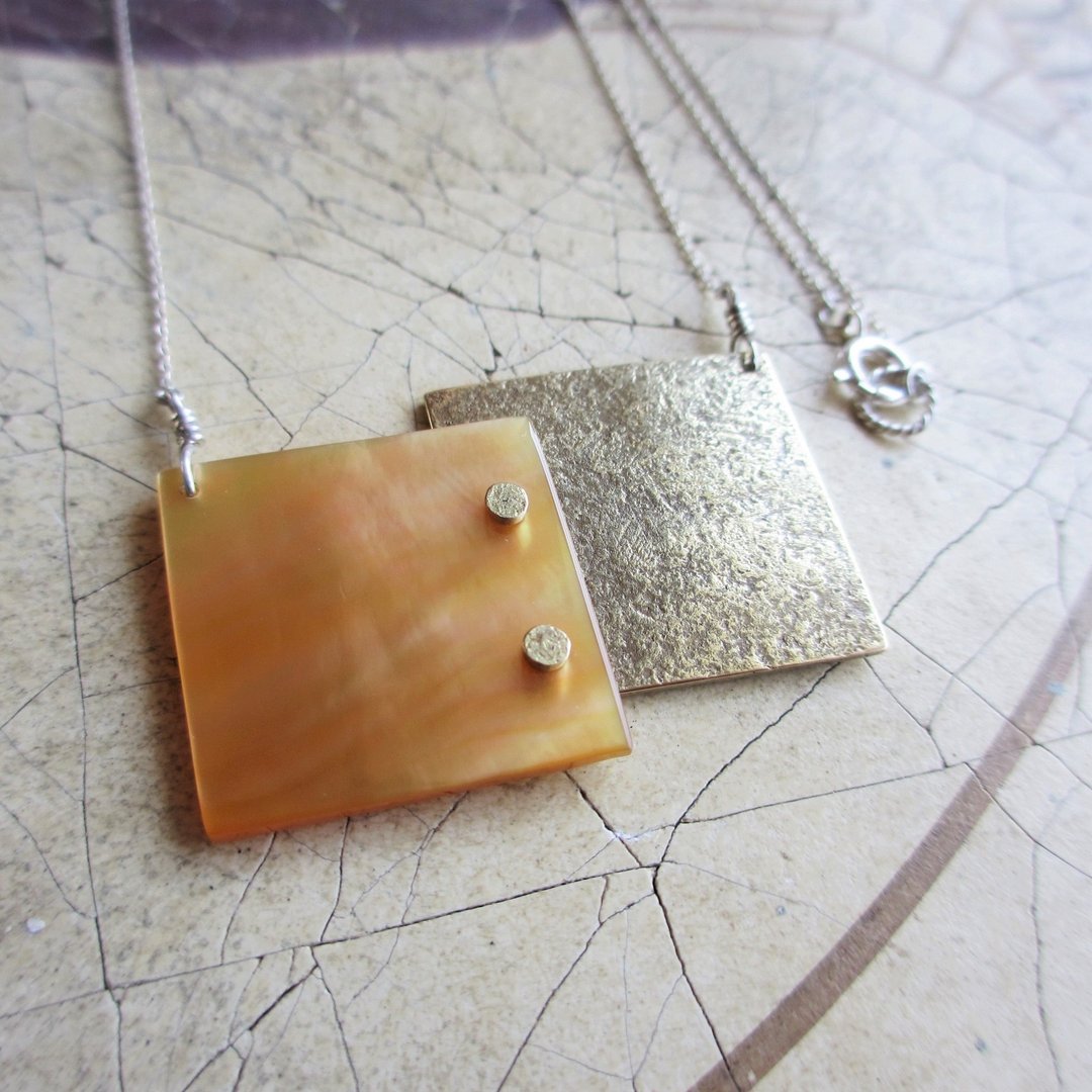 Shell & Brass Long Necklace - 长链 - 其他金属 金色