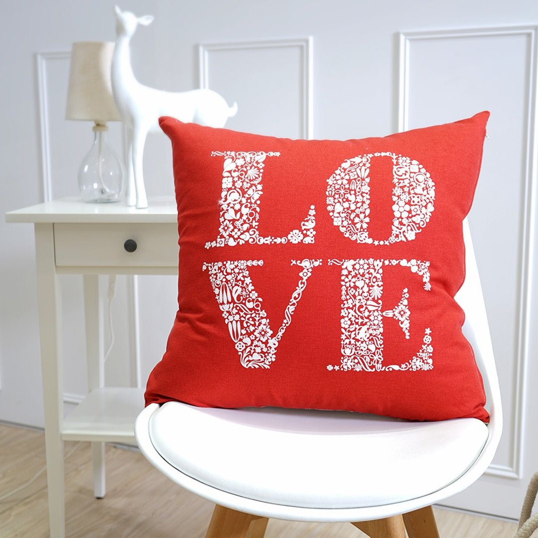 简约系列抱枕-LOVE(1入/50X50CM)双面设计 - 枕头/抱枕 - 棉 