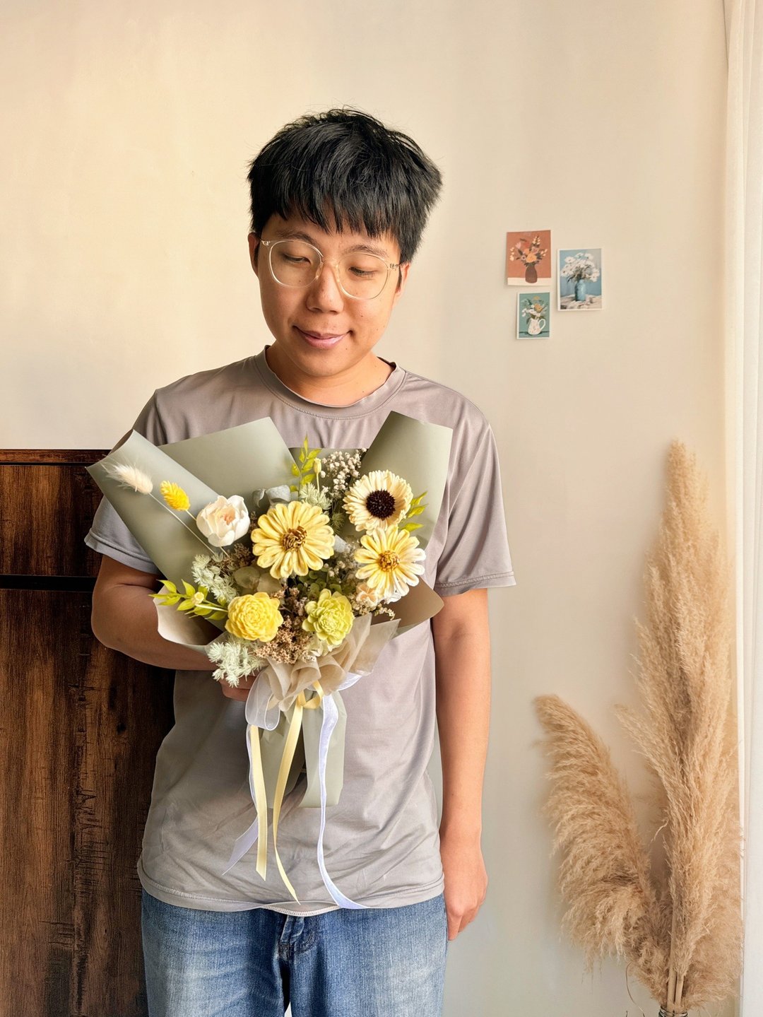 宁静黄 太阳花干燥花束 毕业花束 - 干燥花/捧花 - 植物．花 黄色