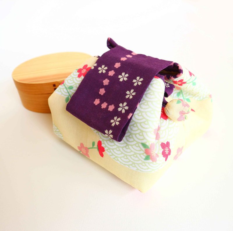 Bento bag Hnadmade. Sakura "cherry blossom" .Gift for Mom. Japanese style.Weave fabric /cotton 100% (made in Japan). - 化妆包/杂物包 - 棉．麻 多色