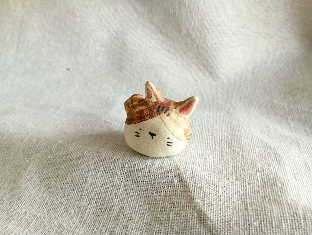 手捏陶猫花器 居家摆饰 办公室疗愈小物 - 摆饰 - 陶 