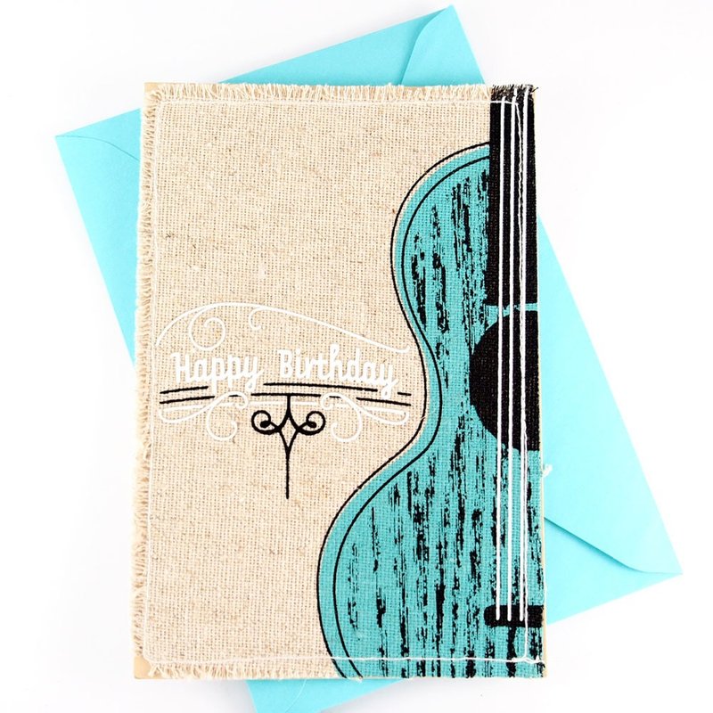 背着吉他去流浪【Hallmark 经典手工系列 生日祝福】 - 卡片/明信片 - 纸 蓝色