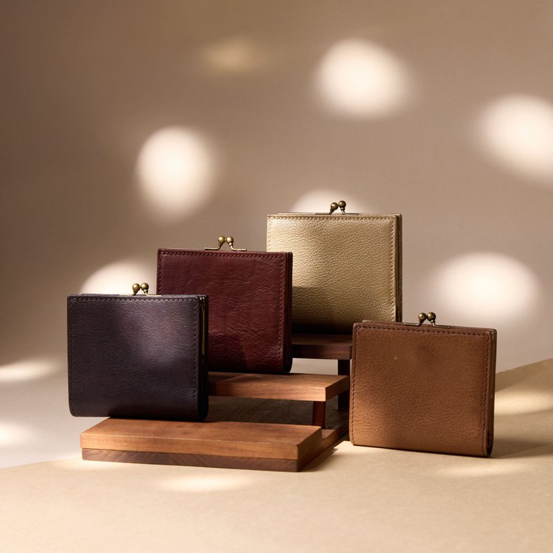 【新色上市】匠 しょくにん 系列 - 全皮革迷你口金短夹 - 皮夹/钱包 - 真皮 多色