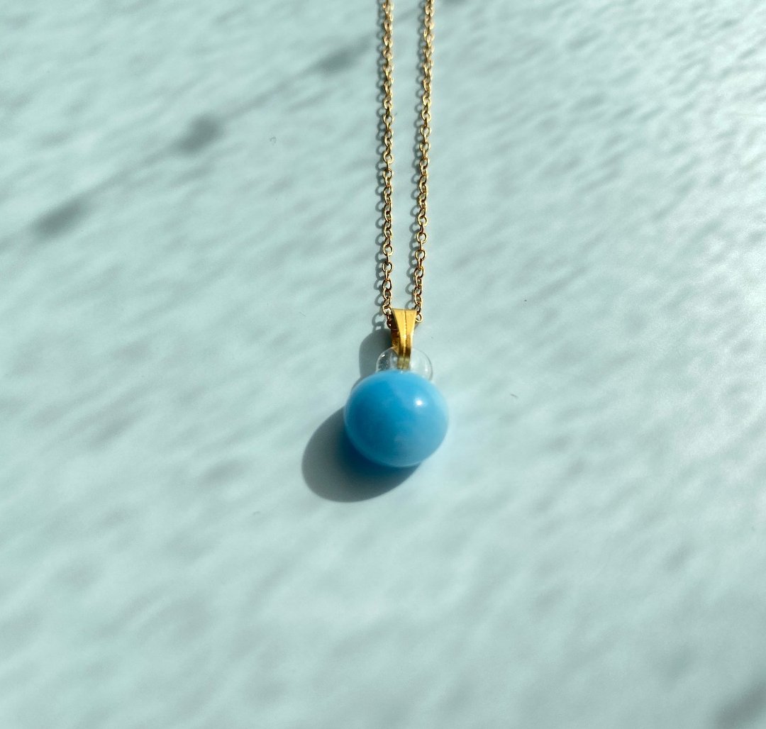 Glass turquoise color necklace - 项链 - 玻璃 蓝色