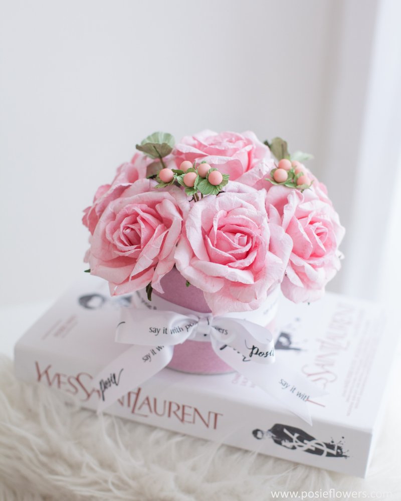 PINK GRANDI ROSE - Aromatic Large Gift Box, Valentine Gift, Paper Flowers Aroma - 摆饰 - 纸 粉红色