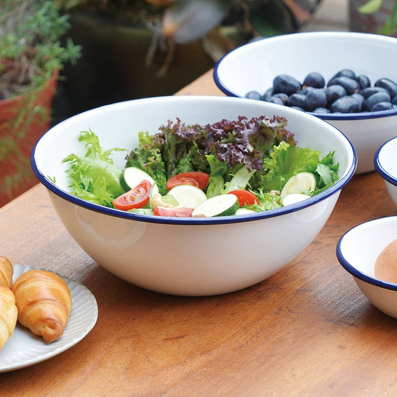 原厂正品 日本月兔印 日制圆形珐琅调理盆-24cm-2入 - 盘子/餐盘/盘架 - 珐琅 白色