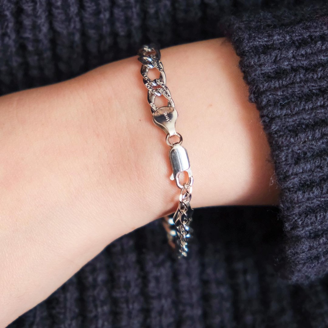 Liza Chain Bracelet | 意大利925 Pave防变色纯银手链 不掉色 - 手链/手环 - 纯银 银色