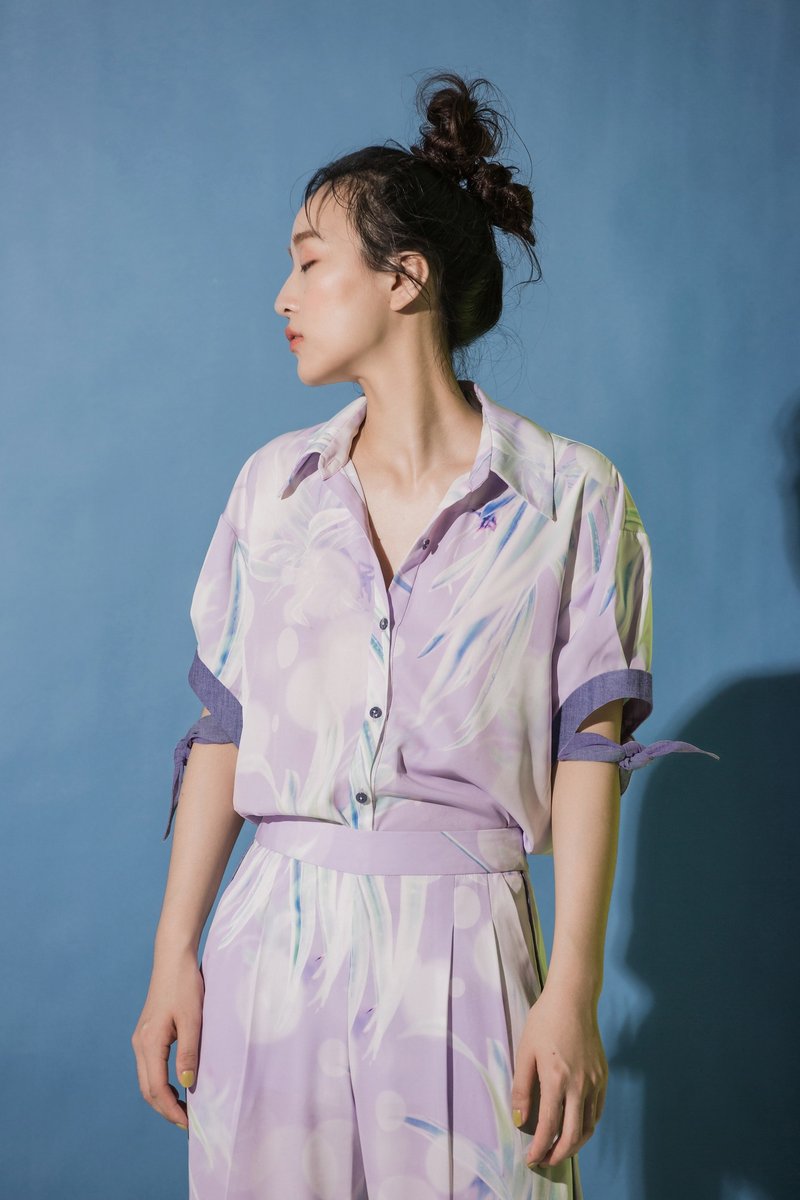 结饰印花衬衫 - 女装衬衫 - 聚酯纤维 紫色