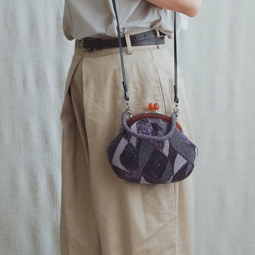 紫红串珠包 中古包vintage古董包 晚宴包 小包 - 手提包/手提袋 - 其他材质 紫色