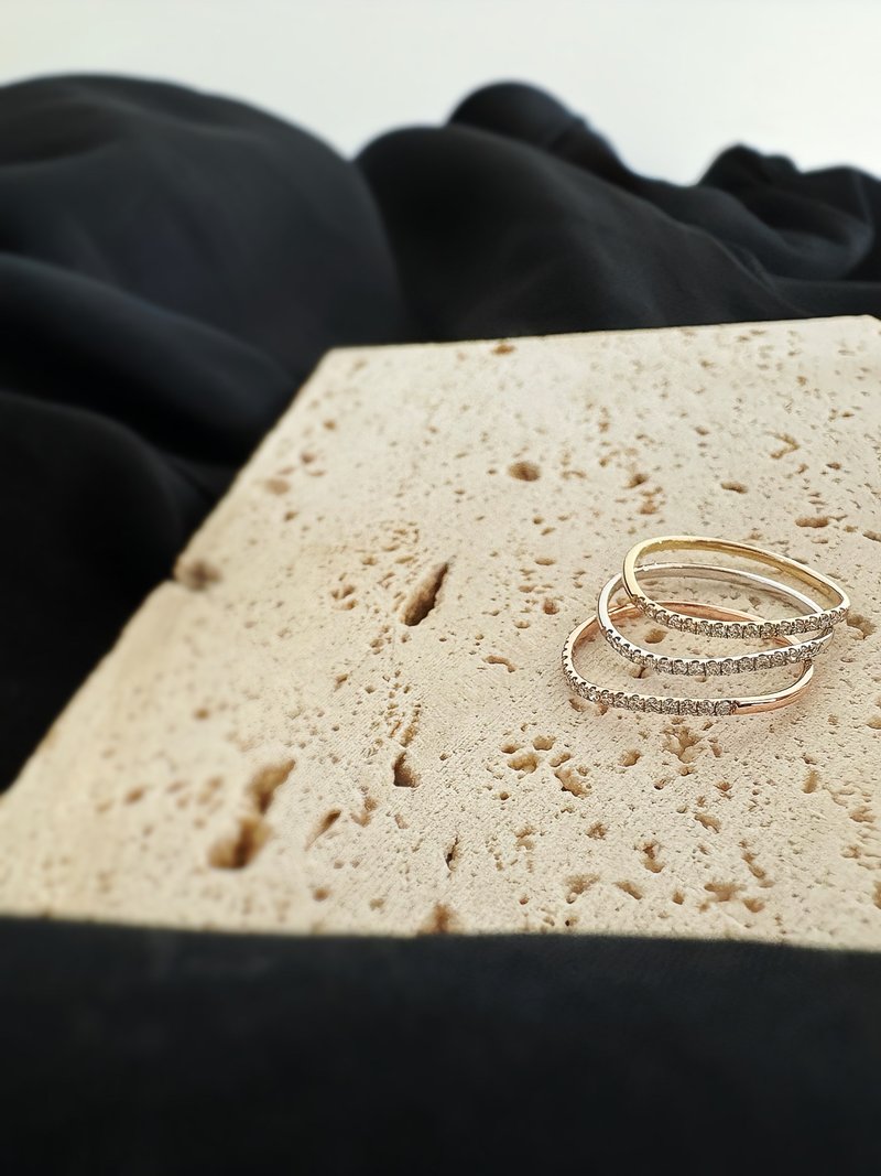 浪钻石戒指 Wave Diamond Ring- 14K 纯金天然钻石戒指 - 戒指 - 贵金属 金色