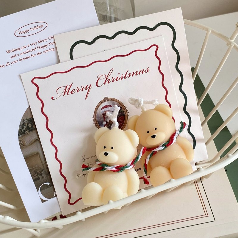 【圣诞系列】围巾小熊 香氛蜡烛 圣诞礼物 交换礼物 - 蜡烛/烛台 - 蜡 