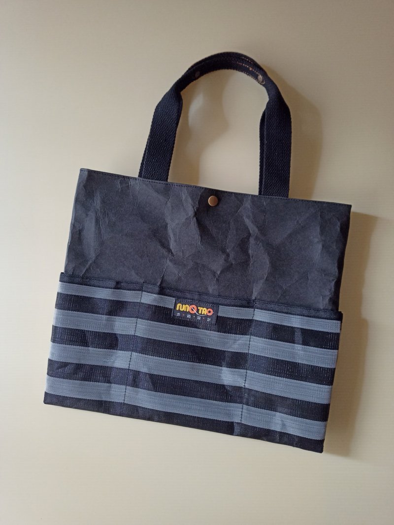 特惠无退货_茄芷风格袋_水洗牛皮纸_黑 - 手提包/手提袋 - 塑料 金色