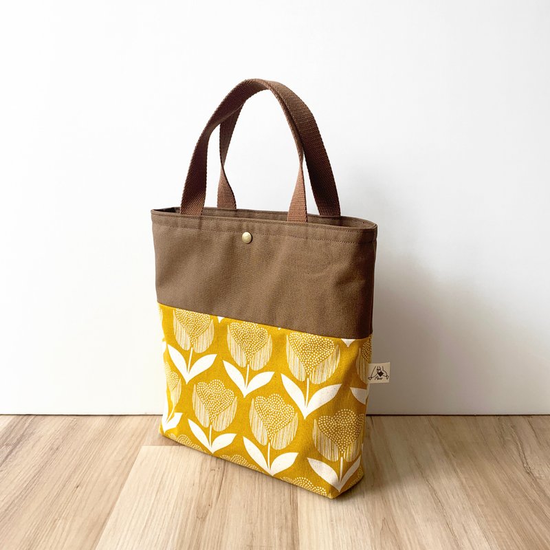 【River】大散步包/大郁金香/黄 - 手提包/手提袋 - 棉．麻 黄色