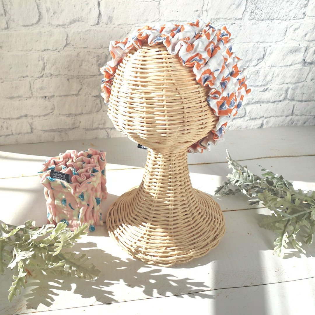 Hair turban anemone pattern of gauze material - 发带/发箍 - 棉．麻 粉红色