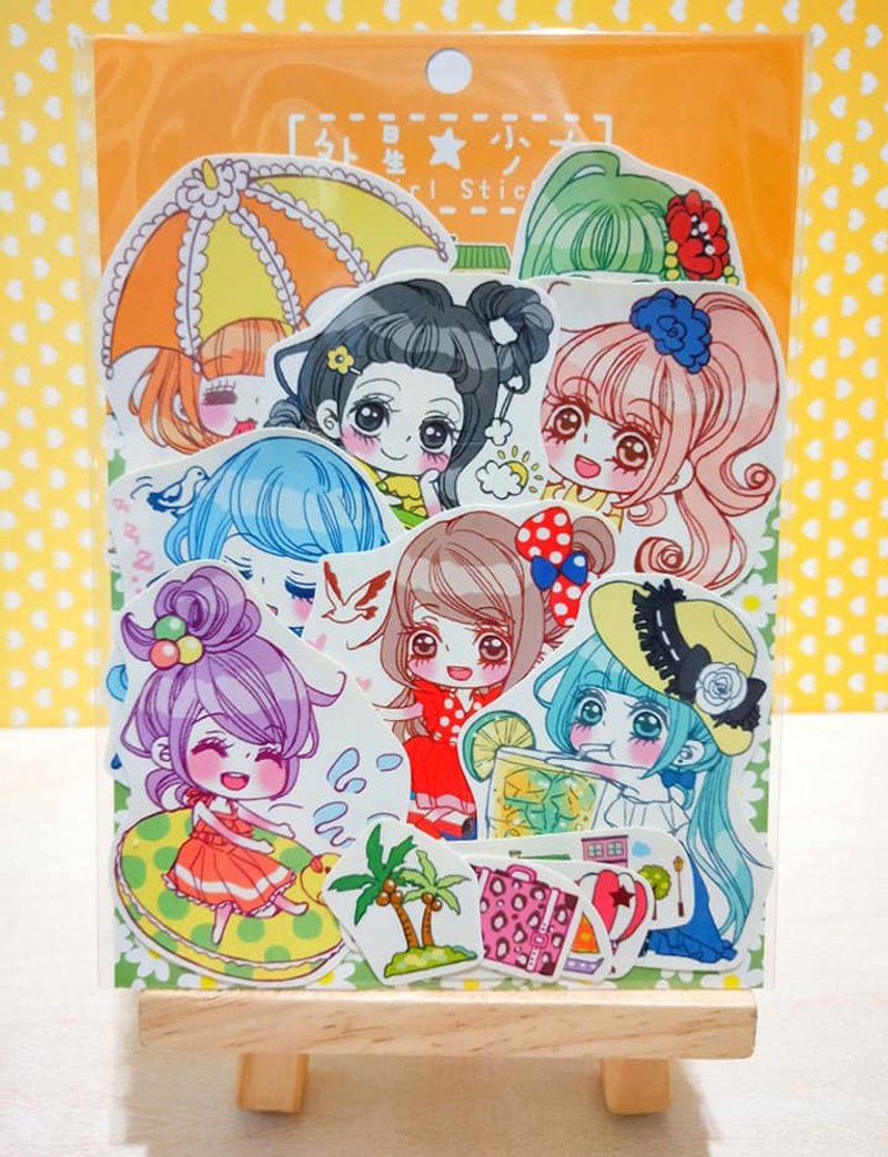 渡假女孩 贴纸组 (13张) - 贴纸 - 纸 橘色