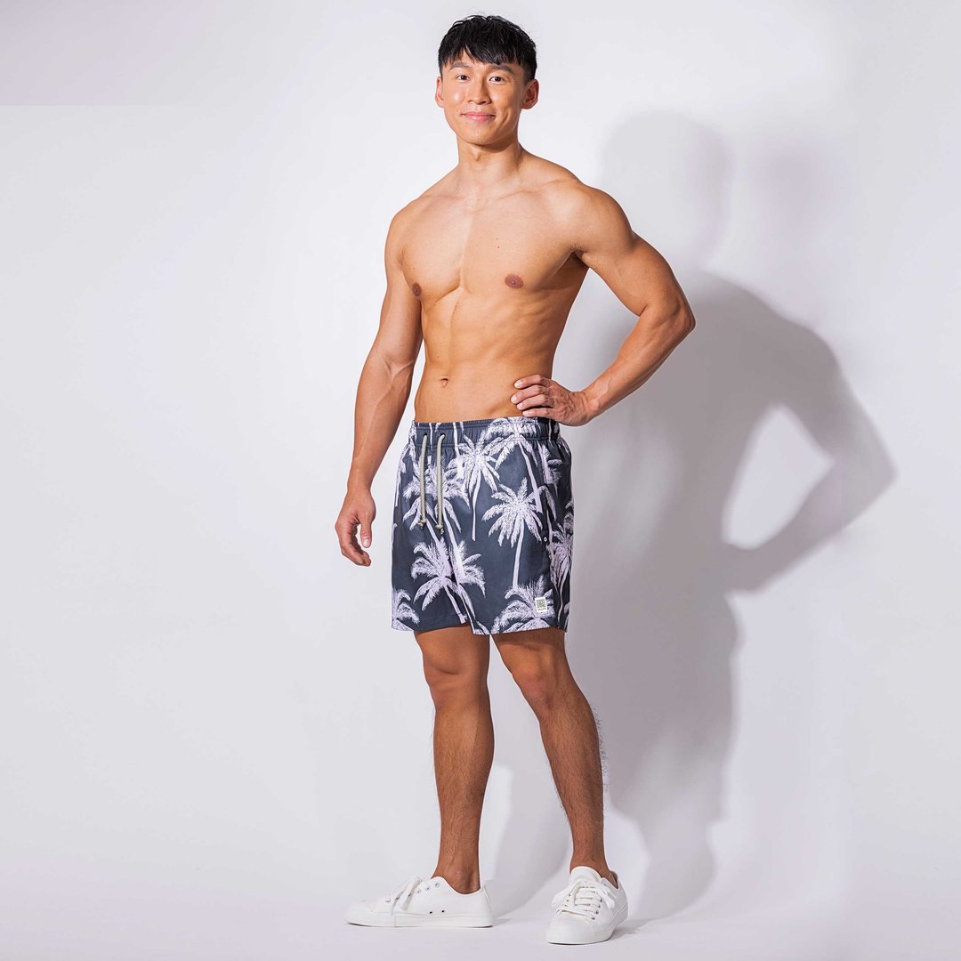 ST08-抽绳印花海滩裤/Palm Tree pattern - 男士短裤 - 聚酯纤维 多色