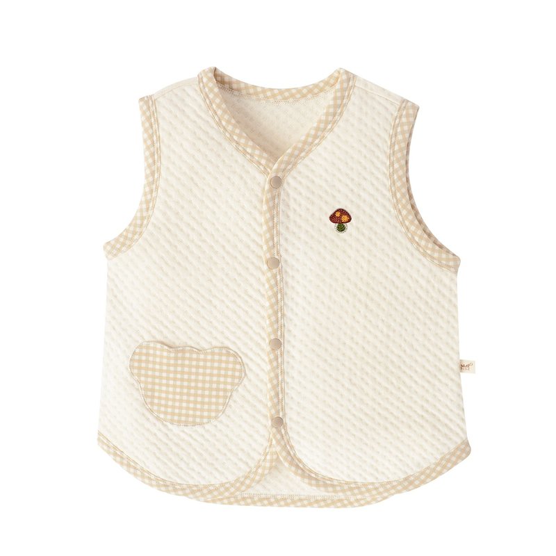 【SISSO有机棉】菇菇熊空气棉背心 - 童装上衣 - 棉．麻 白色