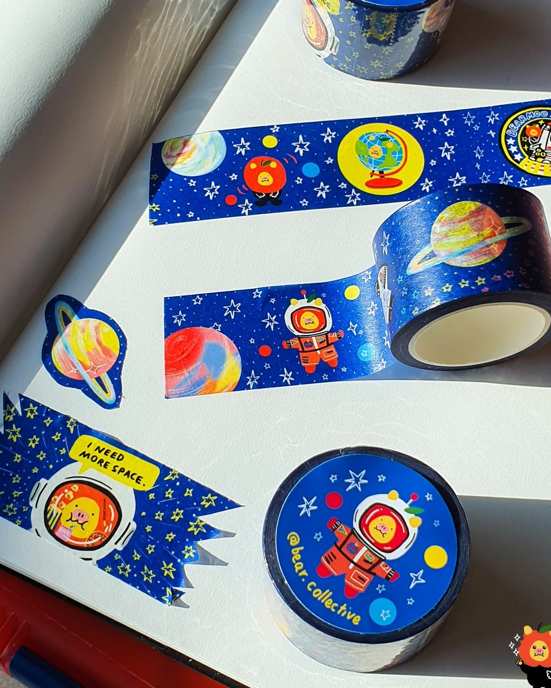Masking Tape: Bearmoo Spaceship - 纸胶带 - 纸 蓝色