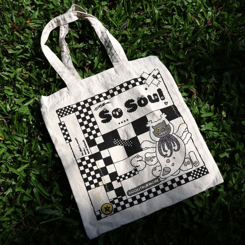 \\怪物出没// SoSoul怪物帆布包 | 帆布提袋  | 文创商品 | 插画 - 侧背包/斜挎包 - 其他材质 卡其色