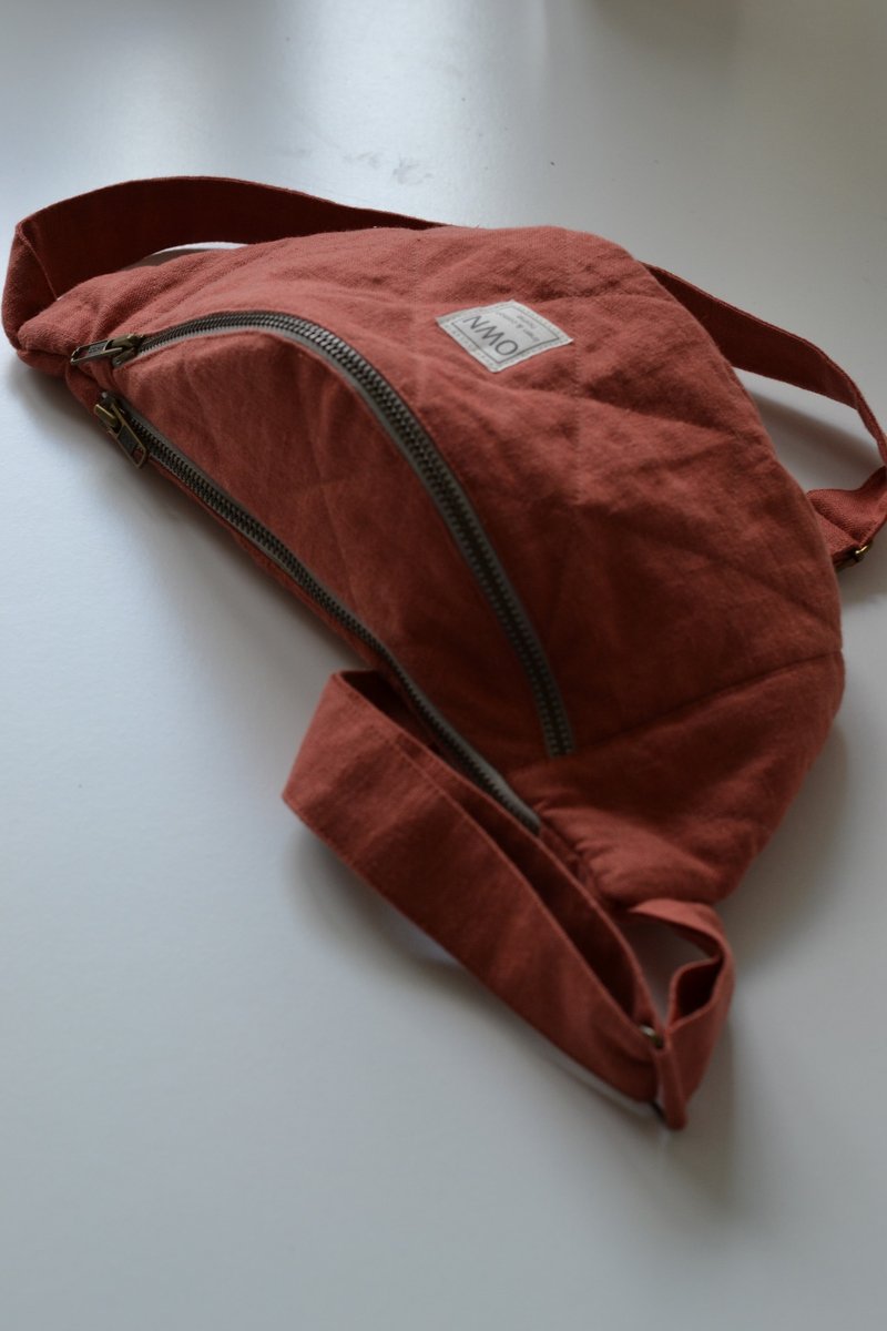 亚麻斜背包男女适用，腰包，帆布腰包，适合跑步或散步 - 其他 - 亚麻 