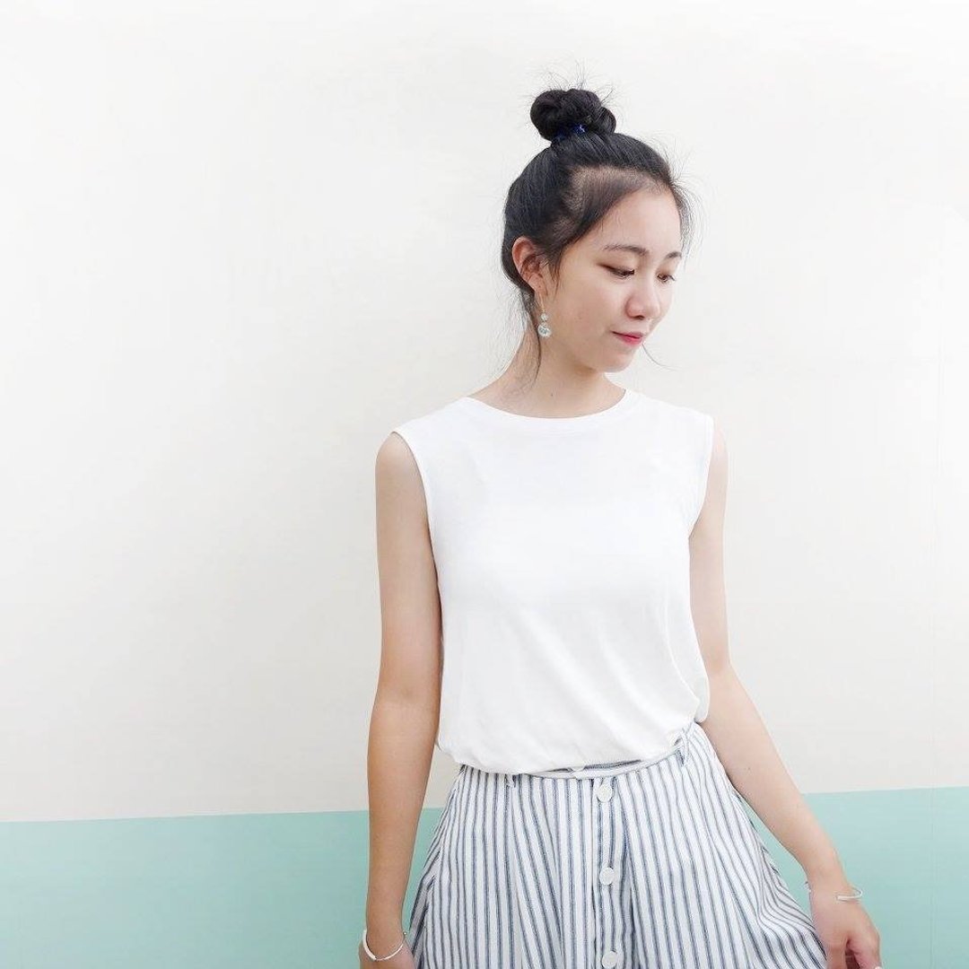 knit top - 女装 T 恤 - 棉 白色