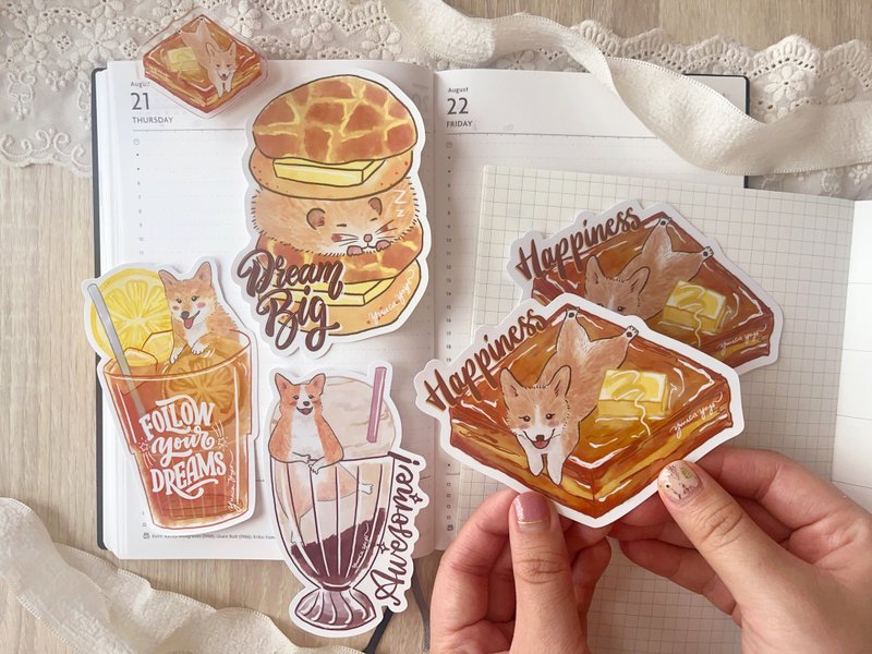 【手帐贴纸】香港美食的可爱回忆 / 一套四款 - 贴纸 - 纸 