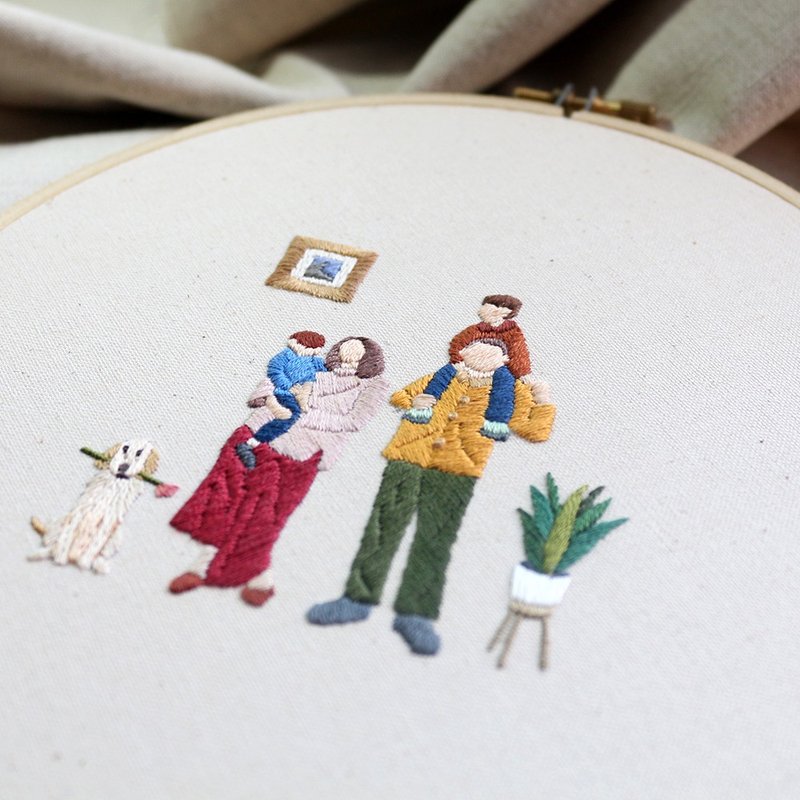 定制化袖珍人物手工刺绣画 6-10寸 | 定制 情人节礼物 纪念礼物 - 订制画像 - 绣线 多色