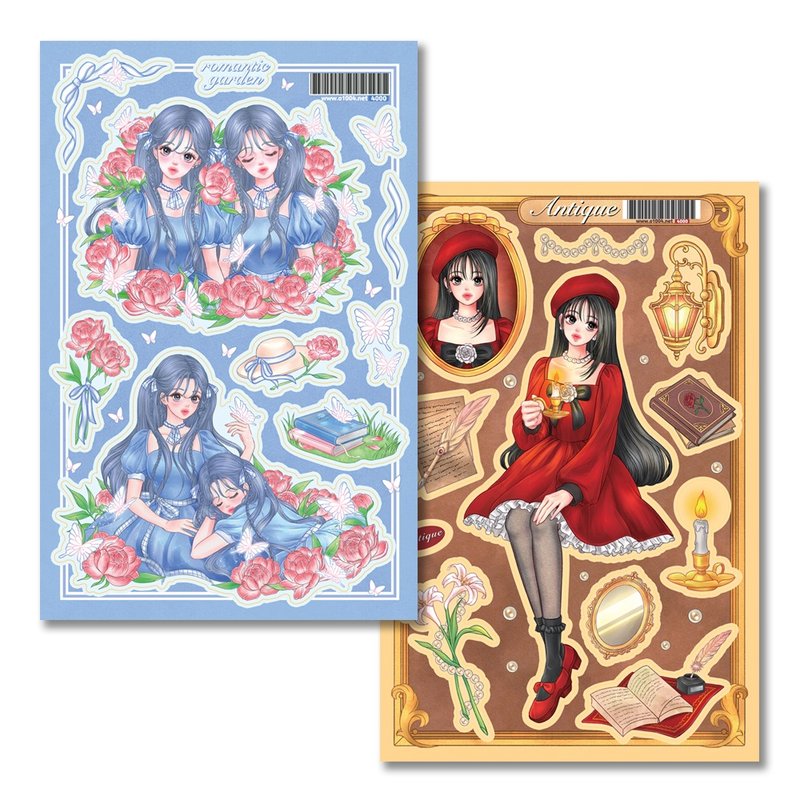 浪漫花园/仿古切割贴纸 - 贴纸 - 纸 